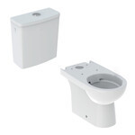 Stojąca miska WC Selnova do spłuczki nasadzanej, lejowa, B35.5 cm, H40 cm, T66 cm, częściowo ukryte mocowania, odpływ uniwersalny, Rimfree Spłuczka nasadzana Selnova Square B36.5 cm, H39.5 cm, T16.5 cm, spłukiwanie dwudzielne, przyłącze wody z boku, obracana, do WC Rimfree